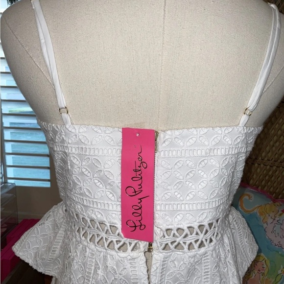 Lilly Pulitzer NWT Jan Peplum Crop Top & Skirt Set White Eyelet $228 Size 6 - Picture 15 of 15